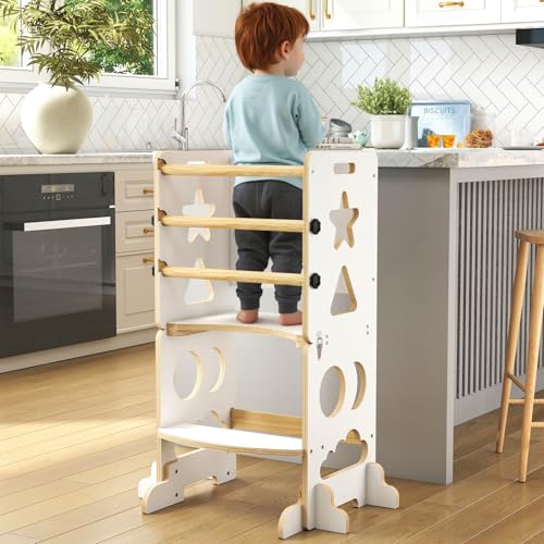 wingyz Faltbarer 4-in-1-Studienturm für Kleinkinder und Kinder (Weiß) von wingyz