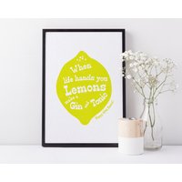 Gin Tonic Lemon Print Personalisierte Bar Kunst von winkdesignuk