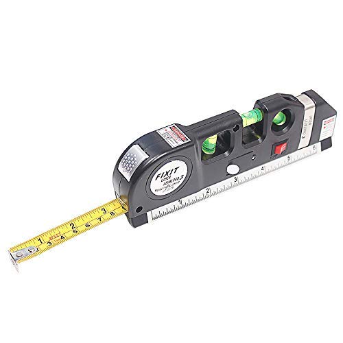 Mehrzweck-Laser, Selbstnivellierende vertikale Linie heller roter Laser 4 in 1 Infrarot-Laserpegel Kreuzlinien-Laserband mit 2,5 m Maßband (inklusive Batterie) von Winnes