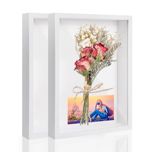 Wintfarm 3D Bilderrahmen Zum Befüllen,21x29.7x3cm(A4) 3D Bilderrahmen Tief Zum Befüllen,Tiefer Bilderrahmen Zum Befüllen Weiß Für Objekte,Blumen,Hochzeitsstrauß Oder Erinnerungsstücke(2 Stück) von wintfarm