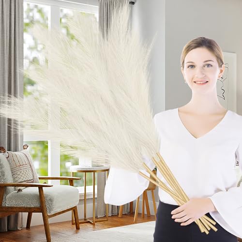 wintfarm 7 Stück 100cm Künstliches Pampasgras Deko Groß, Trockenblumenstrauß XXL Künstliches Strauß, Boho Deko für Hochzeit Wohnzimmer Schlafzimmer (Beige) von wintfarm