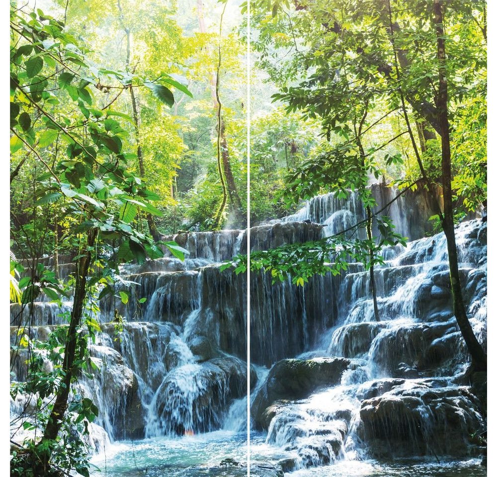 winwall Duschrückwand Duschrückwände ALU-Verbundplatte Dekor: Wasserfall Mexiko, (2-tlg), Wandverkleidung aus Alu von winwall