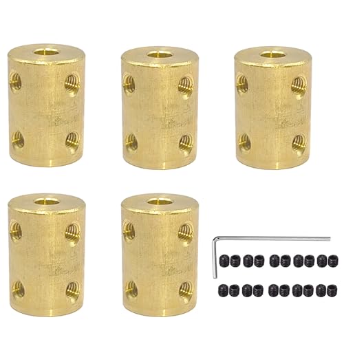 5 Stück 5mm bis 10mm Messing starre Motorwellenkupplung Koppler Getriebe Steckerhülse Adapter für RC Boot Auto Flugzeug 3D Drucker von winwill