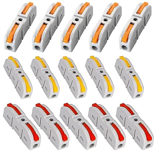 60 Stück Hebelmuttern Drahtverbinder, 1 zu 1 Inline elektrische Hebel Drahtverbinder Kit für Quick Connect 28-12 AWG von winwill