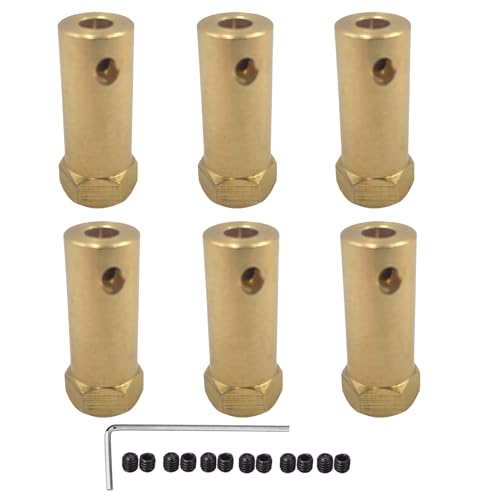 6Pcs Hex Kupplung 6mm Bore Motor Hex Messing Welle Kupplung flexible Verbindung für DC-Motor Welle, Roboter, Modell Auto Reifen Welle von winwill