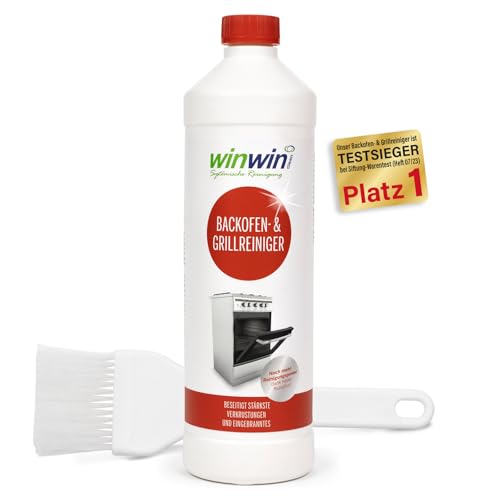 winwinCLEAN® Backofenreiniger & Grillreiniger mit Pinsel [Testsieger Stiftung Warentest] Starker Intensivreiniger & Fettlöser für hartnäckige Ablagerungen I Backofen, Gasgrill, Ceranfeld – 1000ml von winwinclean