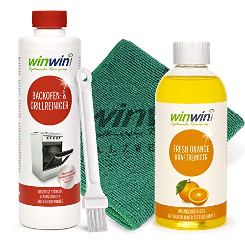 winwinCLEAN FRESH ORANGE 500ML + BACKOFENREINIGER 500ML + PINSEL + UNIVERSALTUCH winwinCLEAN FRESH ORANGE 500ML + BACKOFENREINIGER 500ML + PINSEL + UNIVERSALTUCH von winwinclean