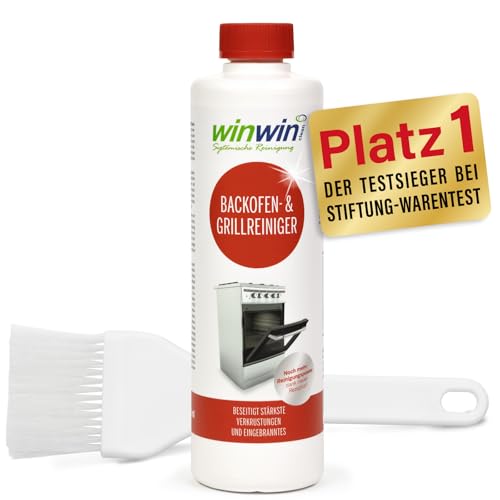 winwinCLEAN® Backofenreiniger & Grillreiniger mit Pinsel [Testsieger Stiftung Warentest] Starker Intensivreiniger & Fettlöser für hartnäckige Ablagerungen I Backofen, Gasgrill, Ceranfeld – 0,5L von winwinclean