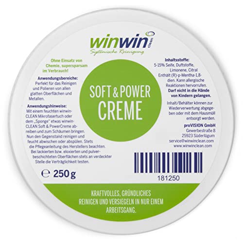 winwinCLEAN SOFT & POWER CREME 250G I UNIVERSAL REINIGUNGSCREME I SNEAKERCLEANER I ZU 100% AUS NACHWACHSENDEN ROHSTOFFEN von winwinclean