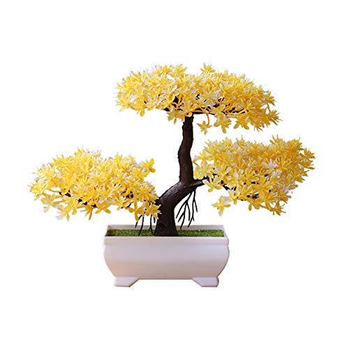 wirlsweal Bonsai aus Kiefernholz, künstlicher Topfpflanze, Dekoration für Zuhause, Gelb von wirlsweal