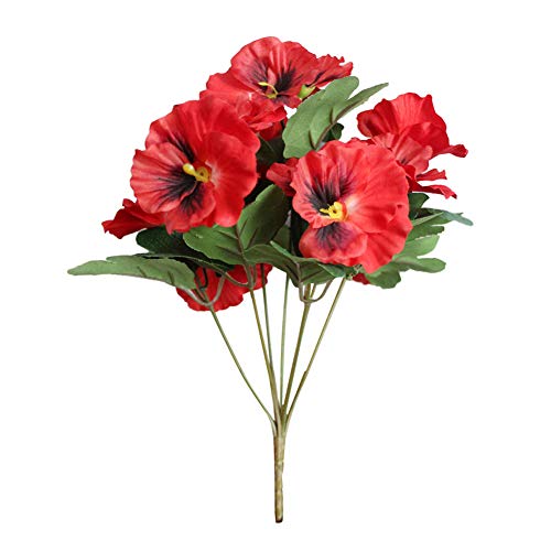 wirlsweal Künstliche Blumen Stiefmütterchen Garten DIY Bühne Party Seide Blumen für Hochzeit Home Party Geschäft Babyparty Dekoration Rot von wirlsweal