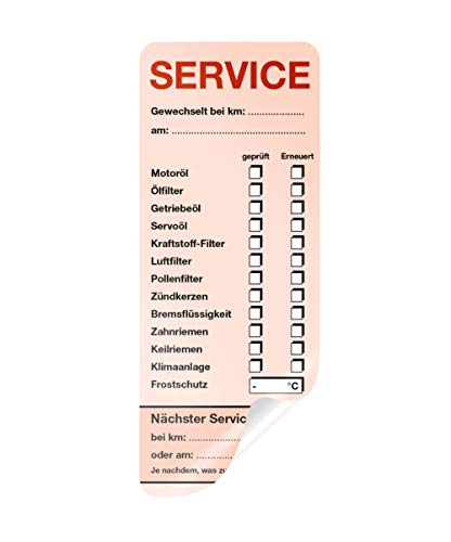 KFZ Service Aufkleber Kundendienst Aufkleber Werkstatt Serviceaufkleber 100 Stück - verschiedene Varianten - Inspektionsaufkleber in rot verschiedene Varianten von wirmachendeinekarte.de