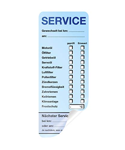 KFZ-Service-Aufkleber groß Blau 100 Stück Blanko von wirmachendeinekarte.de
