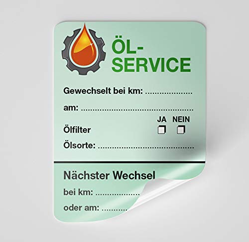 Öl-Service-Aufkleber Grün 100 Stück Blanko von wirmachendeinekarte.de
