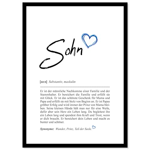 wirmachendeinekarte Definition:, DIN A4 (21x30 cm), Poster für Wohnzimmer, Schlafzimmer, Küche, Esszimmer, Wandbild Geschenk Wanddeko - ohne Rahmen (Sohn, DIN A4) von wirmachendeinekarte.de