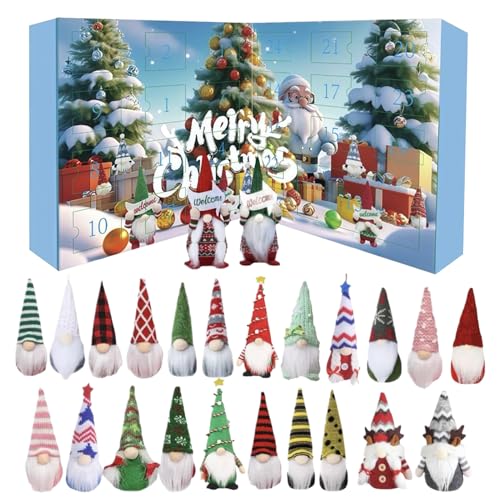 Wichtel Adventskalender 2025, Weihnachten Wichtel Figuren Deko, 24 Tage Weihnachten Countdown Kalender mit 24 Wichtels Puppen, Plüsch Gnome Spielzeug für Kinder und Erwachsene von wiroouia