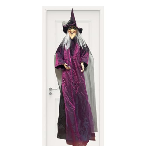 wiroouia Hexen-Requisiten für Halloween, Fliegende Hexen-Dekorationen | Gruselige Fliegende Hexe für drinnen und draußen, aktiviert durch Geräusche | Halloween-Spukhaus-Requisiten mit gruseligem von wiroouia