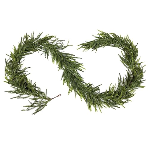wiroouia Kieferngirlande Realistisch - Weihnachtskiefer Girlanden | Kunst Girlande Für Feiertage Winter Indoor Dekoration Wand Tisch Outdoor von wiroouia