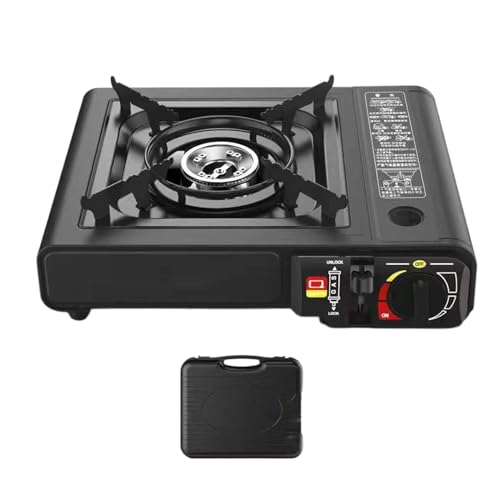 wiroouia Tragbarer Campingkocher | Cassettenkocher | Automatische Zündung Präzise Hitzecontrolle Brenner Überlebensausrüstung Outdoor Ausstattung Für Camping Angeln Park Roadtrip Wandern Trekking von wiroouia
