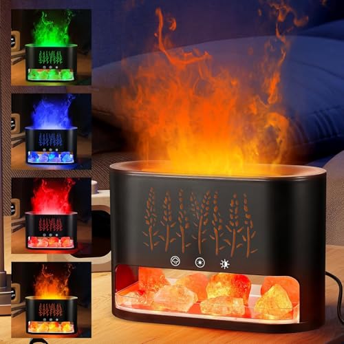 Diffusor für ätherische Öle mit Himalaya-Salzlampe, 150 ml, Luftbefeuchter mit kaltem Nebel, mehrfarbig, Schwarz von wisdom line