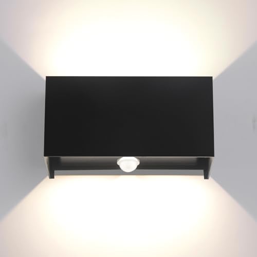 wisdom line 25W LED Aussenlampe mit Bewegungsmelder 1 Stück Wandleuchte innen/aussen 4000K Natürlweiß LED Wandleuchte Innen Schwarz Rechteckig Verstellbar Abstrahlwinkel Wandlampe Aussen IP65 von wisdom line