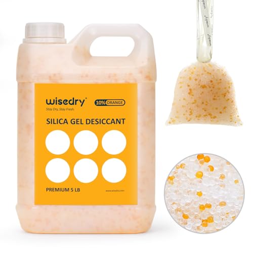 wisedry 2.2KG[5 LBS] Silikagel Perlen Wiederverwendbare mit Farbe indikator Wiederaufladbar Kieselgel Trockenmittel Bulk mit 10 PC-Organza-Drawstring-Beuteln von wisedry