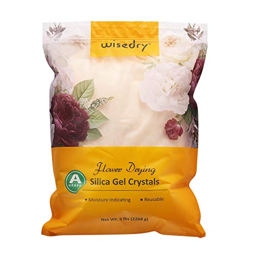 wisedry Silicagel für Trocknen Blümen 5 LBS (2.2KG), Feine Kristalle < 1mm, Silica Gel mit Indikator, Wiederverwendbar Kieselgel von wisedry