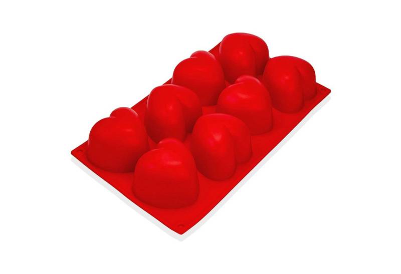 wisefood Backform Silikonform Herzen groß - rot 29,5x17x4cm- 1 Form, (2-tlg) von wisefood