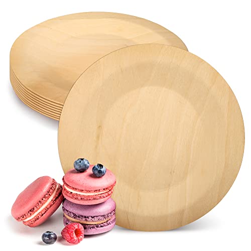 wisefood Birkenholz Einweg Teller, 200 Stück runde Einmal Holzteller/Einmal Besteck Ø 24cm, Kompostierbares Partygeschirr, Biologisch abbaubare und stabile Partyteller von wisefood