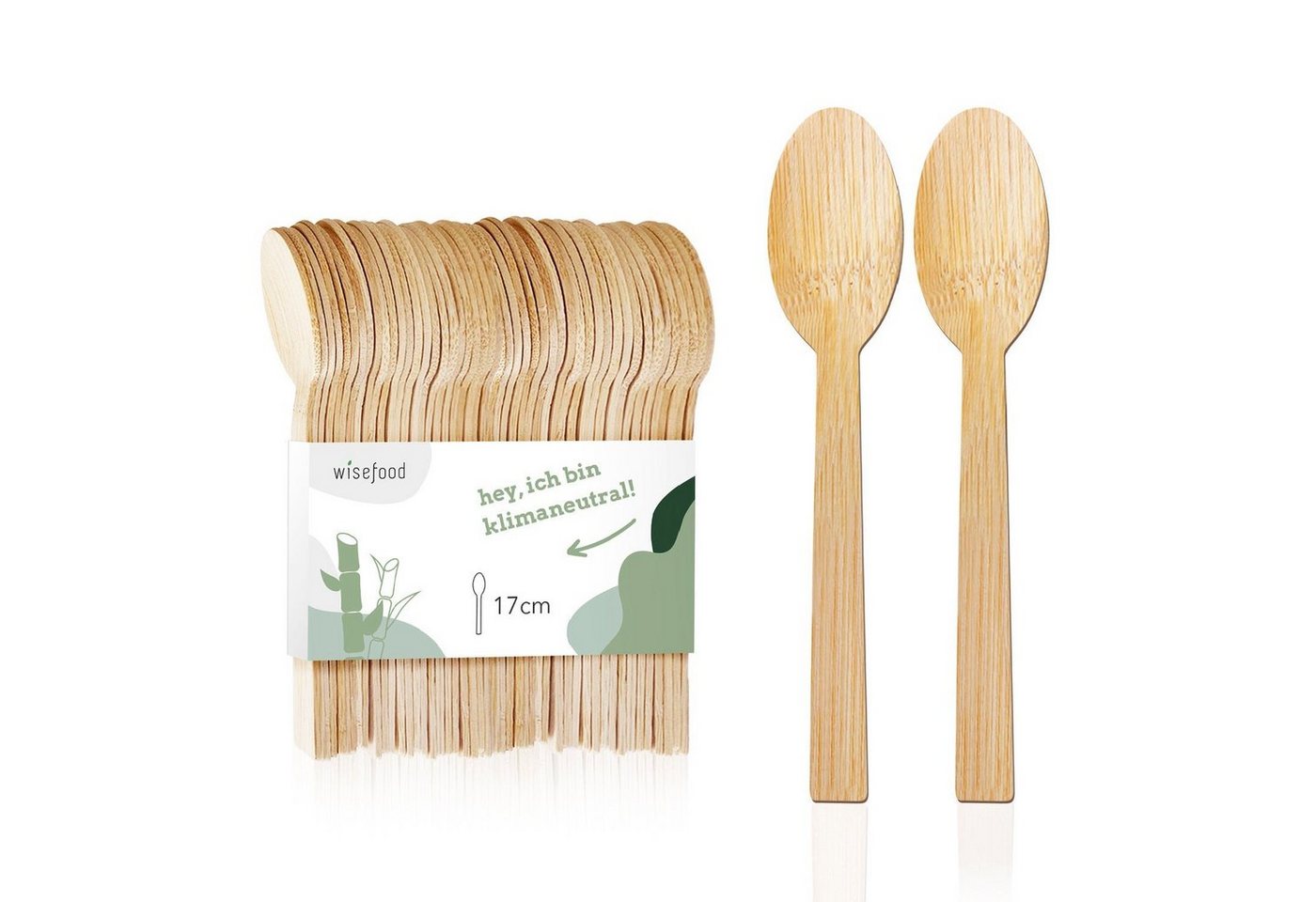 wisefood Einwegbesteck-Set Bambus Löffel 17cm - Bambuslöffel Einweg (500-tlg), Bambus von wisefood