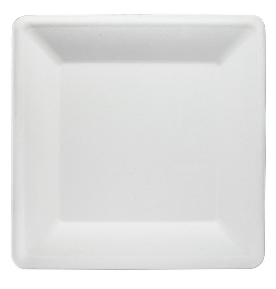 wisefood Einwegteller Zuckerrohr Teller - quadratisch 26 cm Bagasse, (100 St) von wisefood