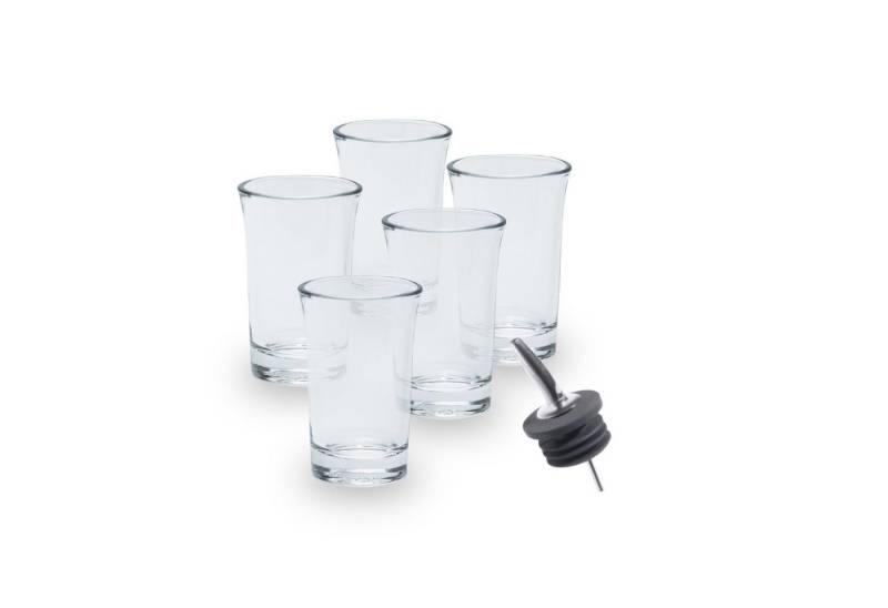 wisefood Mehrwegbecher Shotgläser Set 12 Gläser inklusive Ausgießhilfe, Glas, (48-tlg) von wisefood