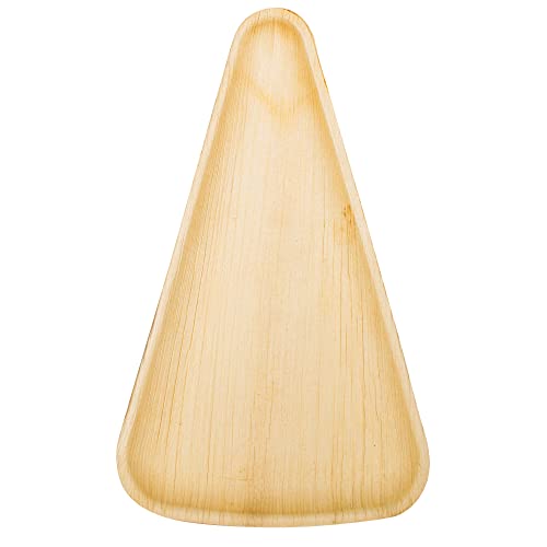 wisefood Palmblatt Pizzaeck, 50 Stk. (2 x 25 Stk.) Einweg Pizzabrett dreieckig 25 x 15 cm, Biologisch abbaubares Palmblattgeschirr - Einweg Palmblatt Teller ideal für Pizzastücke von wisefood