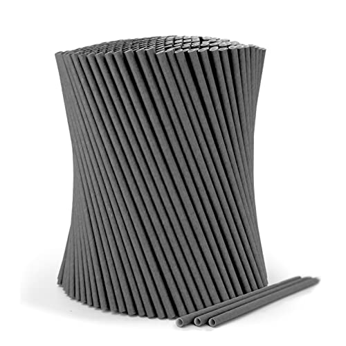 wisefood Papierstrohhalme, 200 Stk. schwarze Strohhalme, Ø 8 mm x 14,5 cm, Frei von PLA/PE, Biologisch abbaubare Einweg Trinkhalme aus stabilem Papier von wisefood