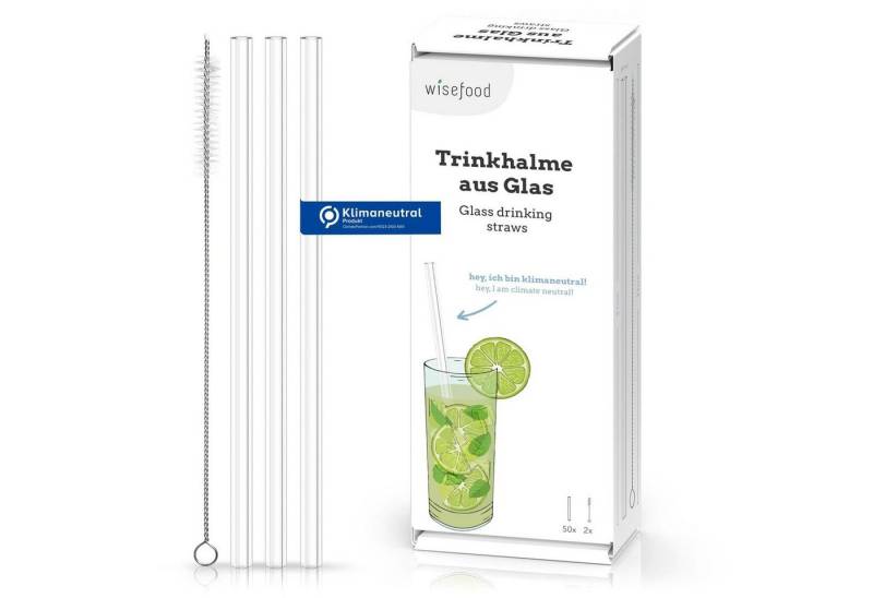 wisefood Trinkhalme Glas Trinkhalm Set: 50 Halme + 2 Bürsten, (2000-tlg) von wisefood