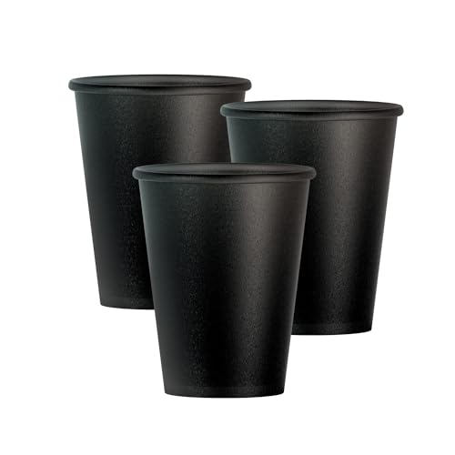 wiseware Trinkbecher 400 ml 25 Stück - Mehrweg Coffee-to-Go - BPA-frei und wiederverwendbar aus recyclebarem Plastik (PP) - Kaffeebecher spülmaschinenfest schwarz ohne Deckel von wiseware