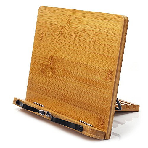 wishacc Holz einstellbar faltbar Leseständer/Buchhalter/Kochbuchhalter/Cookbook stand/Book rest/Bücherständer/Book Stand aus Bambus von wishacc