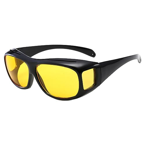 wisoolkic Nachtfahrbrille, verbesserte Sicht für sichereres Fahren bei Nacht, Nachtsichtbrille, ABS Fahrsonnenbrille, Gelb von wisoolkic