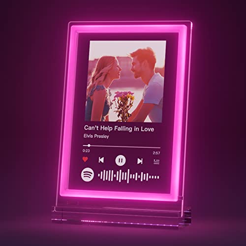 witfox Spotify Glas Personalisierte Acryl Plakette, Personalisiertes Foto Geschenk für ihn, maßgeschneiderte Neon Zeichen Plakette, Geschenk für Frauen, Männer, Paare und Freunde von witfox