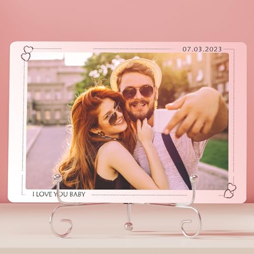 witfox Bilderrahmen Personalisiert mit Foto und Text - Aluminium Herz Bilderrahmen, Personalisierte Fotogeschenke für Familie, Freunde, Paare…(15x22cm) von witfox