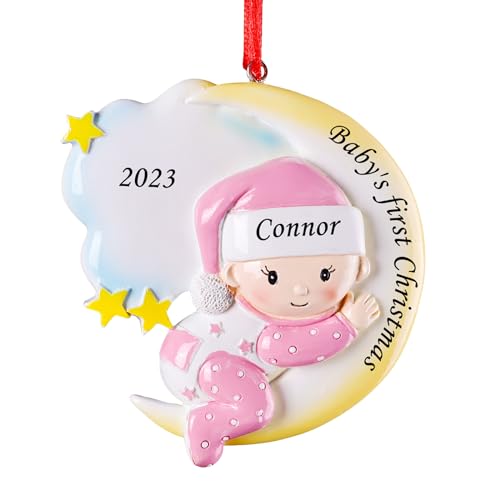 witfox Personalisierte Weihnachtsanhänger mit Name Baby's erste Weihnachten - 2024 Kunstharz Weihnachtsbaumschmuck Personalisierte Weihnachtskugeln Geschenke für Babys Töchter Enkelin Mond witfox Personalisierte Weihnachtsanhänger mit Name Baby's erste Weihnachten - 2024 Kunstharz Weihnachtsbaumschmuck Personalisierte Weihnachtskugeln Geschenke für Babys Töchter Enkelin Mond von witfox