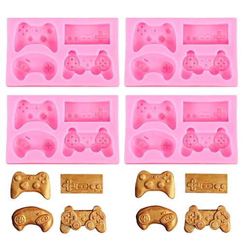 4 Stück Gamepad Silikon Fondant Kuchen Formen 3D Game Schokolade Silikonformen DIY Videospielkontroller Silikon Seifenform Kuchenform Backformen Set (Gaming) von witgift