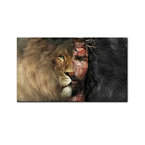 Jesus und Löwe Leinwand Poster und Drucke Moderne Gemälde Christian Wall Art Bilder für Wohnzimmer Home Decoration Cuadros (60x100cm No Frame) von wjwang