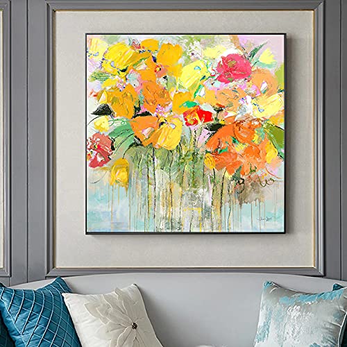 Leinwand Gemälde Leinwanddrucke Wanddekoration Moderne Abstrakte Aquarelldrucke Auf Leinwand Bunte Blumen Poster Wohnkultur 60X60Cm No Frame Pc2197 von wjwang