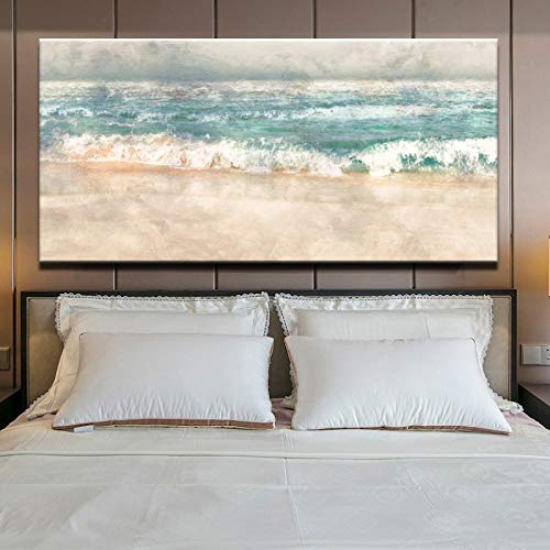 Leinwand Gemälde Plakate Und Drucke Wandkunst Leinwand Malerei Moderne Abstrakte Strand Brandung Landschaft Wandkunst Bilder Für Wohnzimmer Wohnkultur 70X140Cm No Frame Pc6937 von wjwang