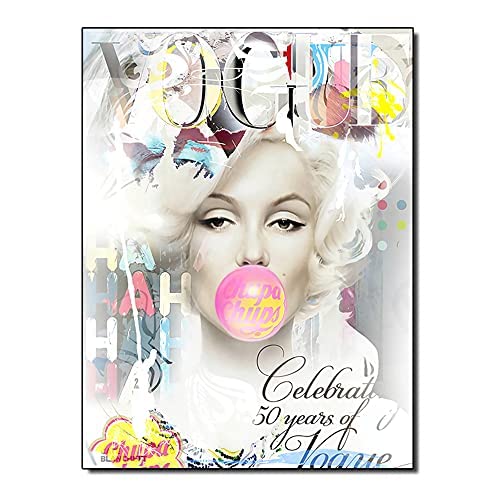 Leinwand Gemälde Vogue Marilyn Monroe Blow Bubbles Ballon Kunst Leinwanddruck Malerei Wandbild Moderne Wohnzimmer Dekoration Poster (wg425, 20x30cm kein Rahmen) von wjwang