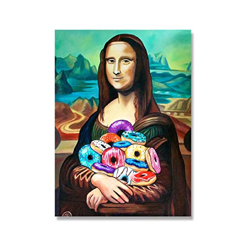 Leinwand Malerei Druck Lustige Toilette Wandkunst Mona Lisa Badezimmer Papier Poster Dekoration Nordic Bild Wohnzimmer,Ein,20X30Cm Ohne Rahmen von wjwang