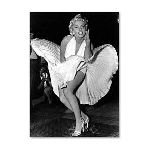 wjwang Leinwanddrucke Klassische Schwarz-Weiß-Leinwand Poster Marilyn Monroe Figur Portrait Bild Gemälde Für Wandkunst,7,40X60Cm Ohne Rahmen von wjwang