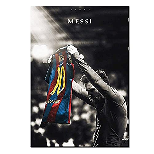 Messi Fußballstern Poster auf Leinwand, Kunstdruck, Wanddekoration für Zimmer, Dekoration für Zuhause (50 x 70 cm, ohne Rahmen, MX02) von wjwang