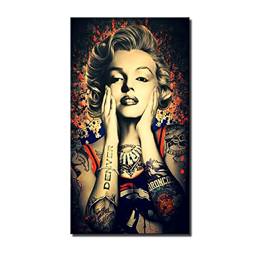 Retro Poster Marilyn Monroe Mit Tattoo Poster Und Drucke Leinwand Moderne Wandkunst Bild Für Flur Wohnzimmer Dekor,Wg507,40X70 Cm Ohne Rahmen von wjwang